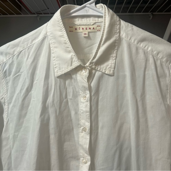 XiRENA Beau Crisp Cotton White Button-Down Shirt Boho Neutral Office Sexy XS - Picture 3 of 7